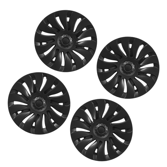 KFFKFF 19-Inch Wheel Covers for 2021-2024 Tesla Model Y, Set of 4 Rim Covers, OEM Style Replacement Hubcaps, R19 Snap-On Car Hub Caps, 14-Spoke ABS Tire Rim Covers, Matte Black Finish