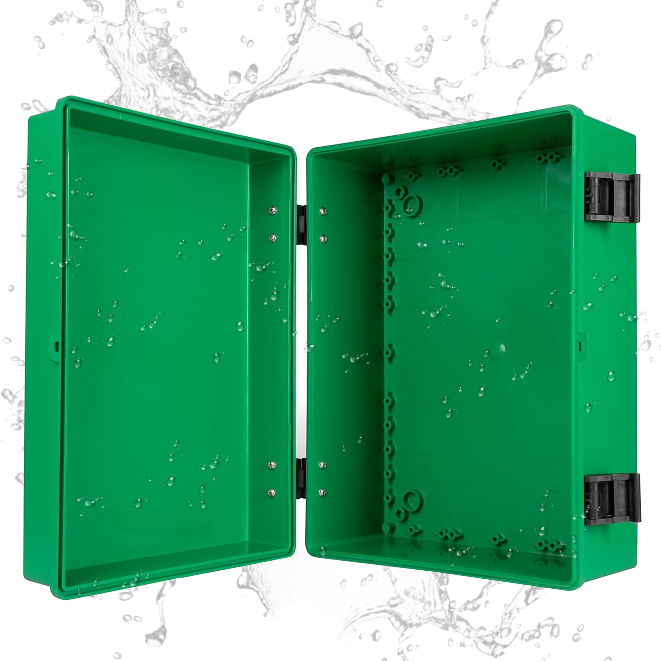 Iron Forge Cable Waterproof Junction Box Extra Large - Outdoor Electrical Enclosure - ABS Plastic Project Boxes Weatherproof Hinged Green Panel Cover - IP65 Size 16" x 12" x 7.2" Inch
