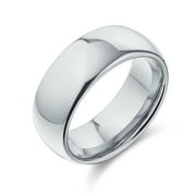 Bling Jewelry Mens Plain Dome Black Titanium Wedding Band for Men - Comfort Fit Titanium Ring