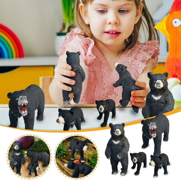 Pisexur Baby Toys Simulation Black Bear Model Standing And Walking Black Bear Cub Decoration Baby Dolls,Car Toys for 3-5 Years Boys Girls