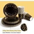thumbnail image 3 of SUTNEG 175 Piece Gold Polka Dot Disposable Tableware Set - Black Paper Plates, Napkins, Cups, Gold Plastic Forks, Spoons for Graduation, Birthday, Cocktail Party, 3 of 5