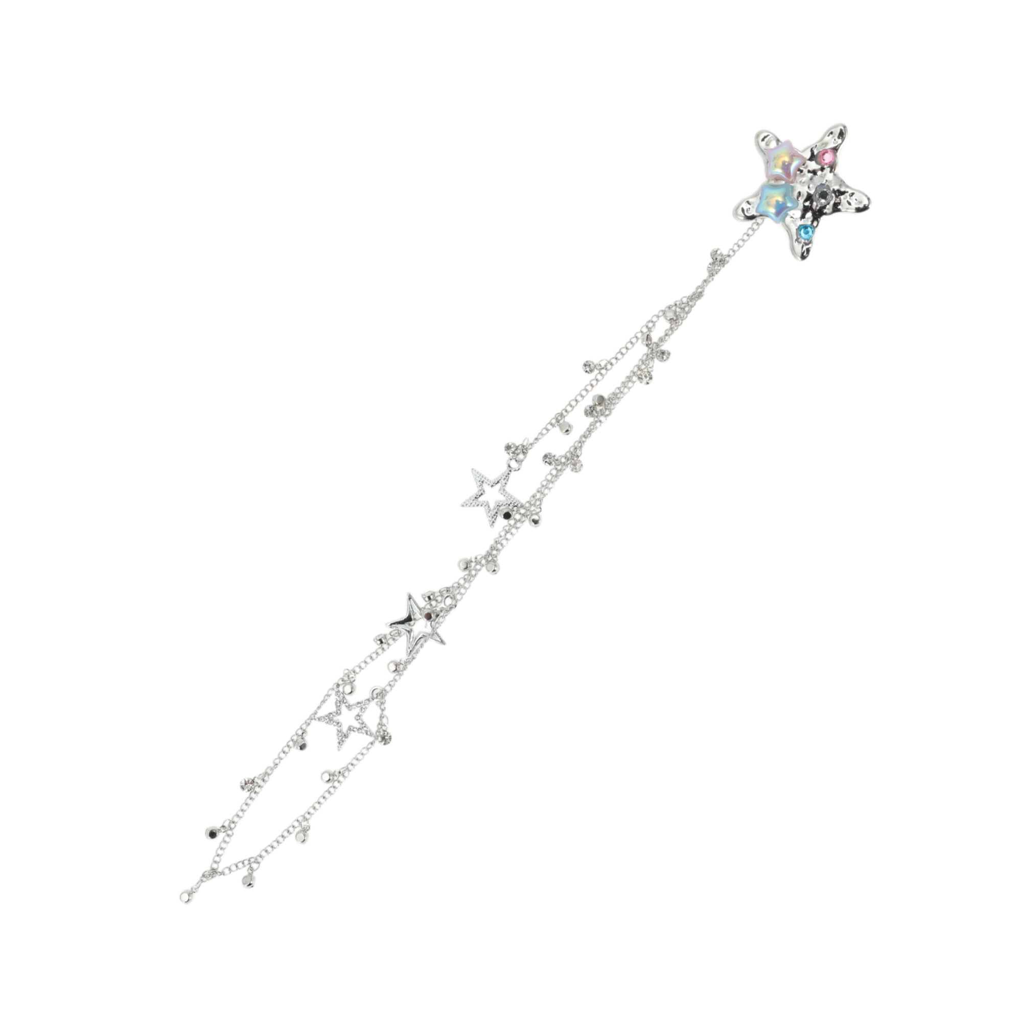 Unique Bargains Fashion Star Braided Hair Chain for Women Silver Tone 1 Pc