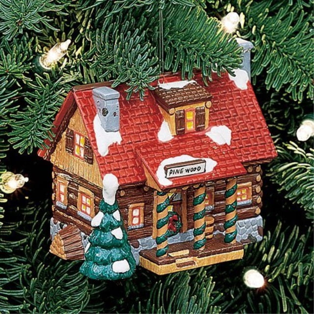 Snow Village Pinewood Log Cabin Ornament 56 98637 Walmart Com