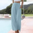 thumbnail image 2 of FAIWAD Women's Cotton Linen Wide Leg Pants Flowy Casual Palazzo Pants Summer Boho Beach Trousers with Pockets, 2 of 6