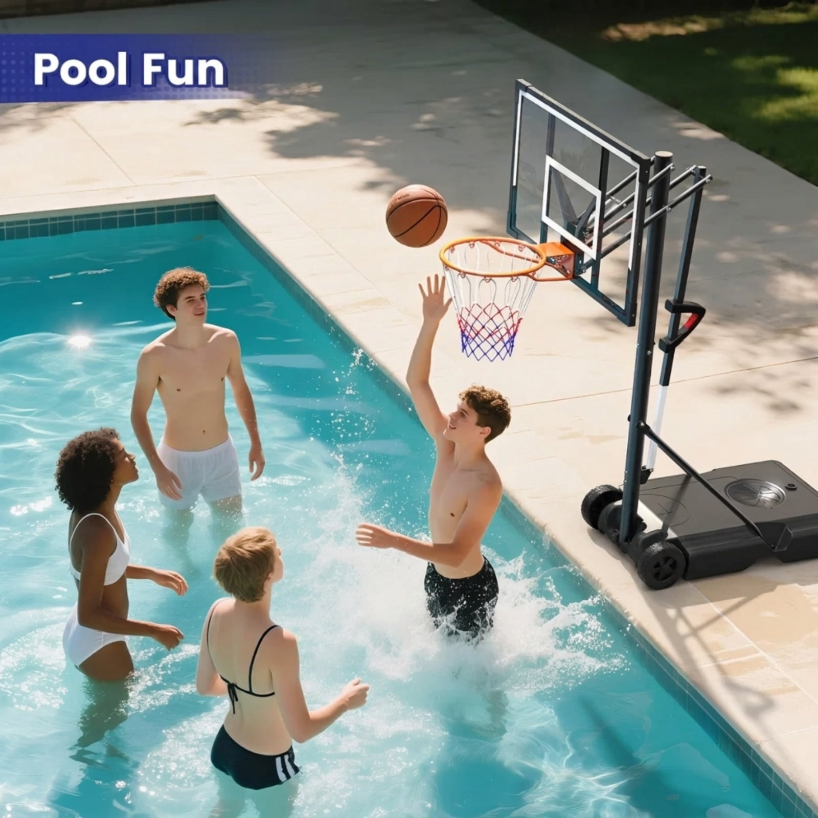 Bexfil Portable Basketball Hoop, 4.0-8.5FT Adjustable Basketball Goal System, 33 Inch Outdoor Basketball Hoop and Goals for Kids, Youth, and Adults in The Backyard, Driveway with PC Backboard