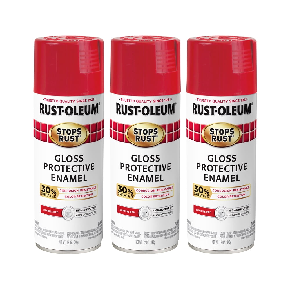 (3 Pack) RustOleum Stops Rust Advanced Gloss Sunrise Red