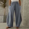 thumbnail image 2 of EDFBUYKRS Female Women Pants Casual Wide Leg Sweatpants Women Tall 32 Inseam Fashion Women Loose Solid Linen Big Pockets Casual Wide Leg Pants Xxxxl, 2 of 3