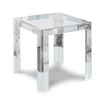 Meridian Furniture Casper Stainless Steel Squared Glass Top End Table in Chrome