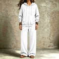 thumbnail image 7 of Szluipve Women Full Zip Hoodie 2 Piece Outfits Drawstring Long Sleeve Zip‑Up Hooded Jacket and Elastic Waist Wide Leg Pants Casual Tracksuit Loungewear Set White M, 7 of 7