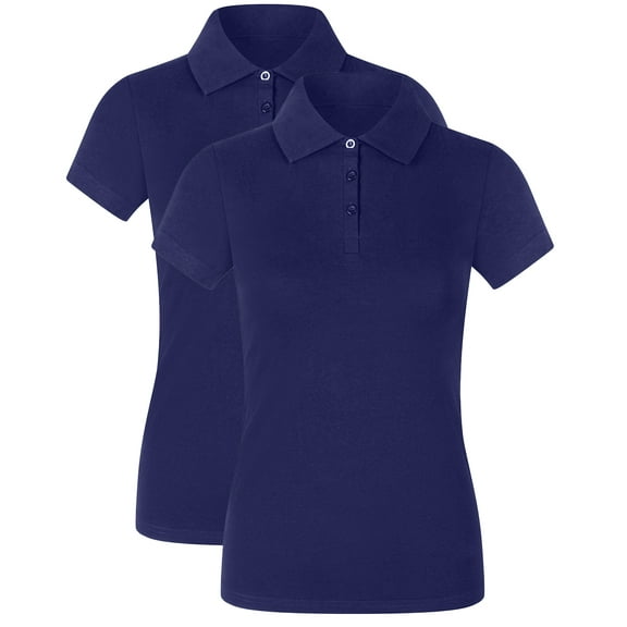2Luver, Women's, Short Sleeve 3 Button Collared Polo Shirt, Navy, M