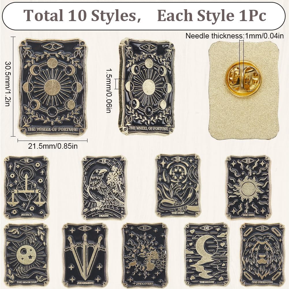 SUNNYCLUE 1Box Enamel Pins Set Tarot Card Enamel Pins Sun Moon Star Lapel Pin Skull Brooch Halloween Black Cat Daisy Flowers Brooches for Women Men Bags