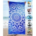 thumbnail image 2 of 74x36 Inches Oversized Microfiber Beach Towel for Adults Men Women, Extra Large Xl Big Giant Quick Fast Dry Travel Pool Stuff Blue Mandala Boho Bohemian, 2 of 5