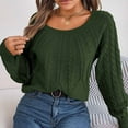 thumbnail image 6 of LOVZFMLL Women's Sweaters Acrylic Crew Neck Ribbed Pullover Solid Color Casual Fashion Elegant Loose Tops Warm Fall Winter Clothes, 6 of 8