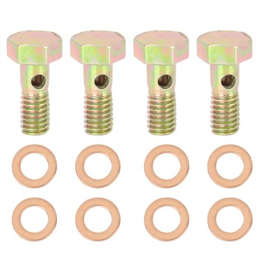 4 Sets M10x1.0mm Metric Thread Banjo Bolts Brake Fitting Adapter With M10 Washer