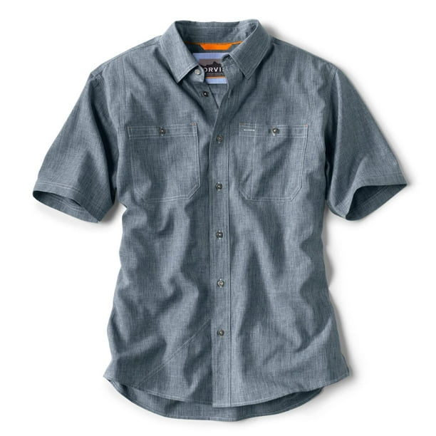 Camisa Orvis Tech Chambray Work de manga corta para hombre azul-M