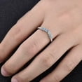 thumbnail image 2 of 1.10Ct Round Cut Lab Created Aquamarine Women's Curved Wedding Eternity Band Ring 14K White Gold Plated, 2 of 4