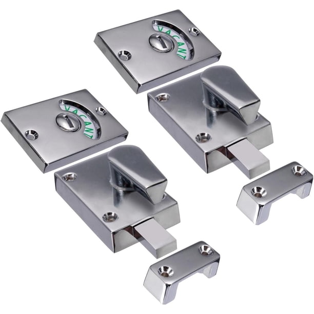 2PCS Indicador de cerradura de puerta, Cerradura de baño de inodoro Cerradura de cromo vacante / comprometida Indicando DeadBolt Baño público Inodoro Cerradura de puerta de partición de privacida