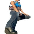 thumbnail image 3 of Women Hip Hop Denim Pants Washed Wide Leg High Waist Relaxed Fit Jeans with Pockets, 3 of 5