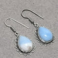thumbnail image 2 of Blue Opal Pear Shape Gemstone Earrings Handmade Beautiful Jewelry 1.6" MXE 5473, 2 of 2