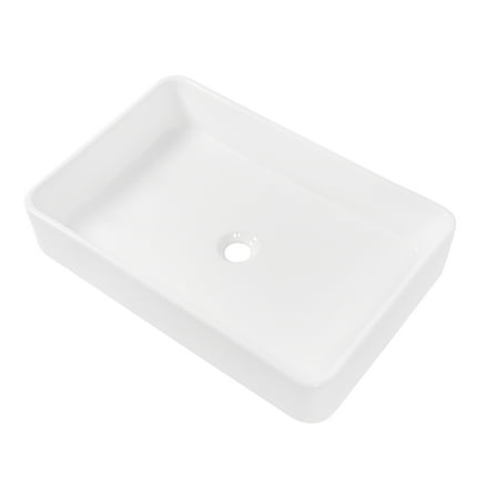 24"x16"x5” White Ceramic Rectangular Vessel Countertop  Bathroom Sink
