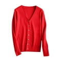 thumbnail image 4 of Atogsazn Women's Knitted Cardigan Sweaters Button Loose V Neck Long Sleeve Sweater Fall Fashion Tops Clothing B-Red XXXL, 4 of 9