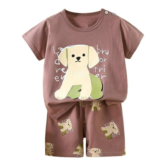 Toddler Boy Outfits Set Cartoon Short Sleeve T-Shirt Tops Casual Shorts Crew Neck Newborn Boy Summer Clothes Baby Boy's Clothing 18-24 Months Boys Outfits