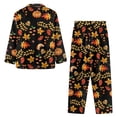 thumbnail image 4 of Renewold Maple Leaves Button Pajamas for Women Set Size 4XL Durable Crewneck Sleep Wear Pullover Tops 2 Pieces Leisure Fall Nighwear Thanksgiving Long Sleeve Top & Pants, 4 of 6
