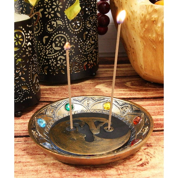 Ebros Yin Yang Symbol with Chakra Beads Incense Sticks Holder Burner 5" Diameter