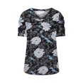 thumbnail image 2 of Blouses à Manches Courtes pour Femmes, Mode Décontractée, Manches Bouffantes, Col en V, Imprimé, 2 of 4