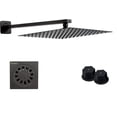 thumbnail image 1 of Kit de Regadera CNX 20 x 20 cm Cuello de 30 cm Resumidero Cuadrado 10 x 10 cm Manerales Negro Mate, 1 of 8