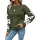 thumbnail image 2 of Suéteres de Cuello Redondo, Larga y Hombros Caídos con Estampado Floral para Mujer. Verde L, 2 of 9