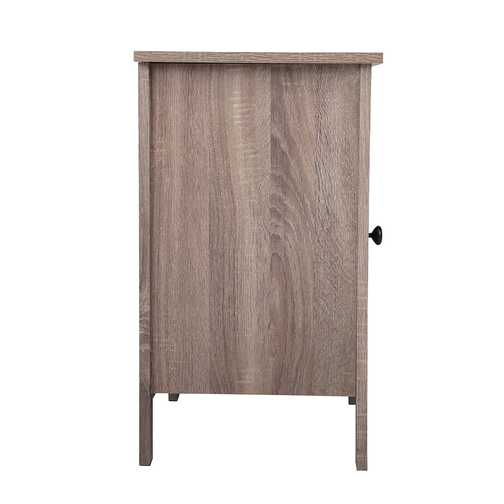 Kadyn Nightstand Side End Table with Barn Door Cabinet, Farmhouse End Table Accent Table, Light Walnut Kadyn Nightstand Side End Table with Barn Door Cabinet, Farmhouse End Table Accent Table, Light Walnut