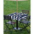 thumbnail image 4 of Fsddascl Navy Blue Anchor Outdoor Tablecloth - 60x60 Inch Square Dining Table Cover, Nautical White Horizontal Striped Waterproof Outdoor Table Cloth with Umbrella Hole & Zipper for Picnic/Patio, 4 of 7