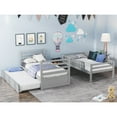 thumbnail image 4 of UHOMEPRO Twin Over Twin Bunk Bed with Trundle, Wood Bunk Beds with Ladder and Safety Guardrail, Kids Bunk Beds for Boys Girls, Heavy Duty Bedroom Furniture, No Box Spring Needed, Gray, Q13288, 4 of 12