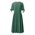 thumbnail image 4 of TSADFHJI Jupe en Satin Maxi Femme Col en V Robe Élégante Manches Mi-Longues Robe Décontractée Mode Robe Mi-Longue Été Robe Ample TP Vert, 4 of 5