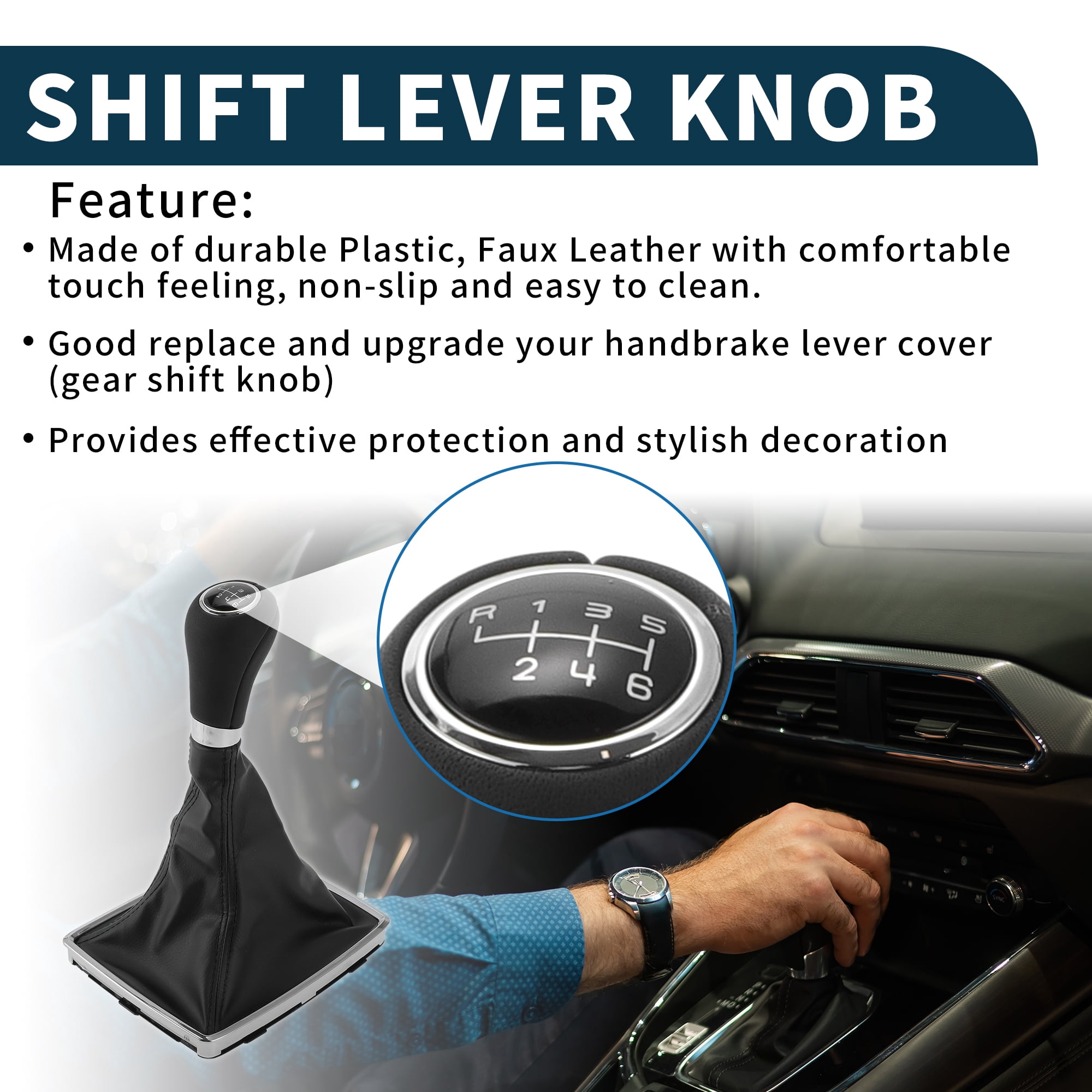 Unique Bargains Gear Shift Knob with Cover 6 Speed Manual Stick Shifter Knob for Mercedes-Benz C-Class 2007-2023 Plastic