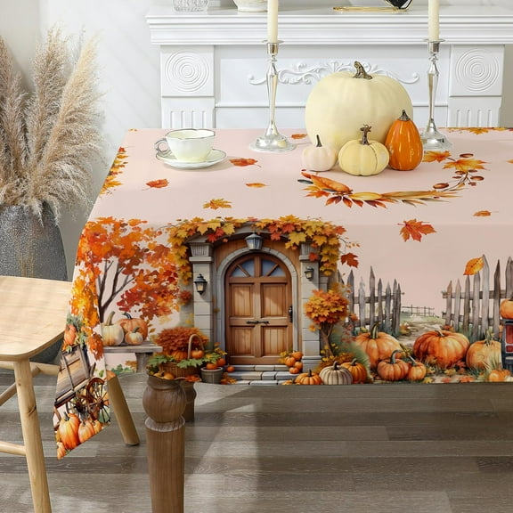 Fall Tablecloth 60x120 for Recatangle Table - Vintage Fall Decorations for Home - Pumpkins Farm Table Cloth Thanksgiving Decor for Dinning, Home, Party