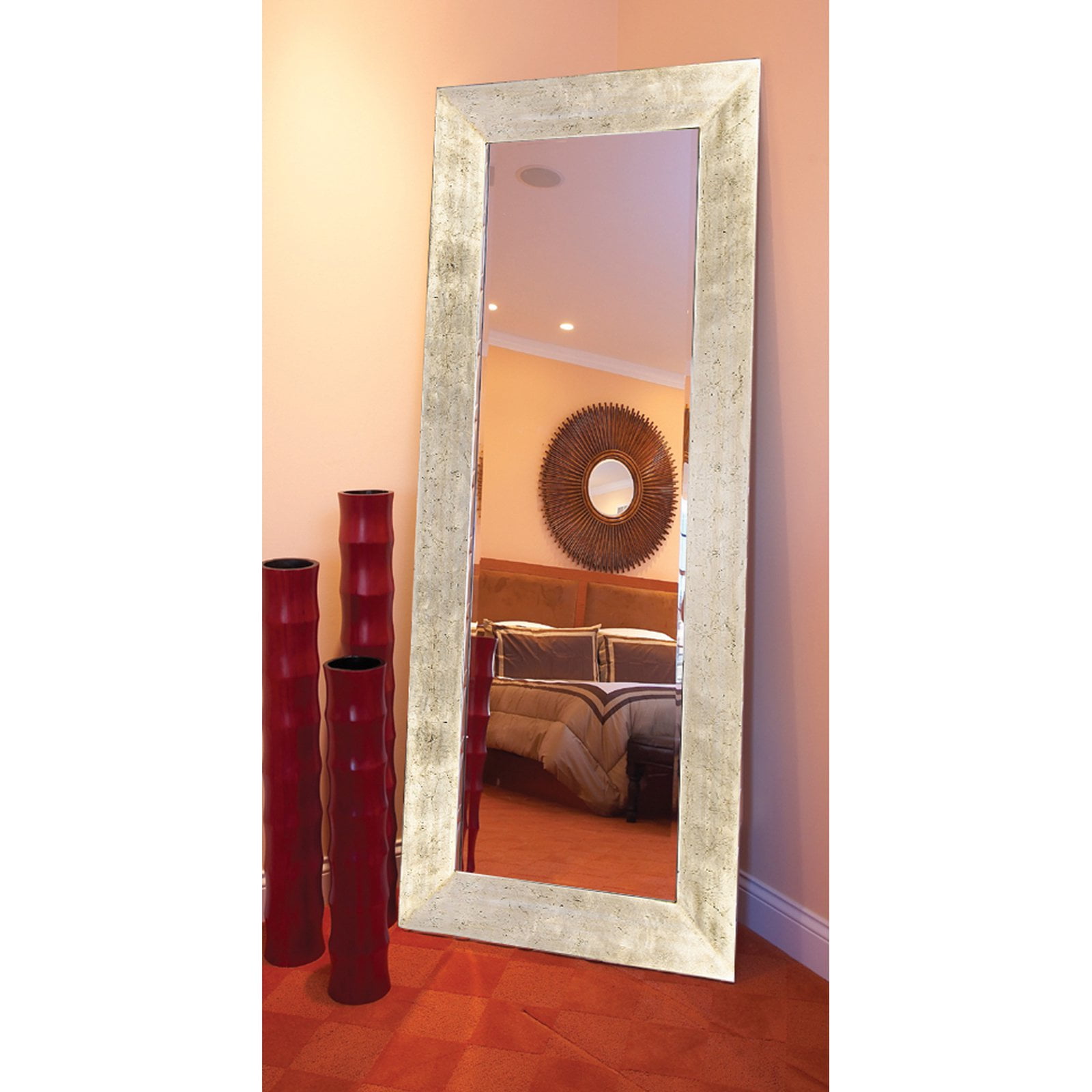 Full Length Extra Large Floor Mirror Leaning Oversized Silver Wood