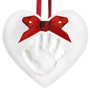 Kate & Milo DIY Personalized Baby's Handprint or Footprint Christmas Heart Ornament, No Bake Baby Holiday Craft, White