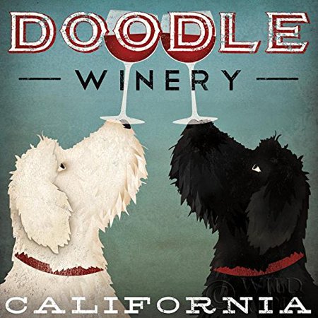 LabraDoodle Winery Ryan Fowler 27x27 Sign Animals Art Print Poster Vintage Advertising Wine Black and White labradoodle