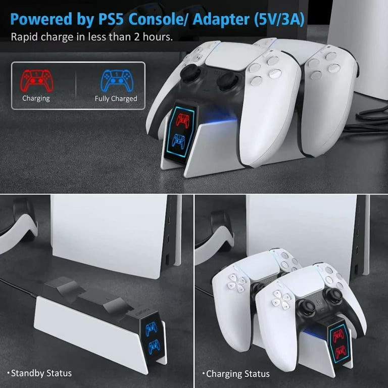  PS5 Controller Charger Station with Fast Charging AC Adapter  5V/3A, Dual Controller Charging Stand for Playstation 5, Docking Station  Replacement for DualSense Charging Station : Video Games