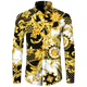 thumbnail image 1 of Camisas con estampado 3D de león dorado para hombre, Tops de manga larga con cuello vuelto y botones, ropa de calle de estilo barroco a la moda, 1 of 4