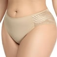 thumbnail image 6 of Elainilye Fashion Womens Plus Size Underwear Comfortable Temperament Lace Oversized Lace Thong Panties Underwear,Beige, 6 of 7