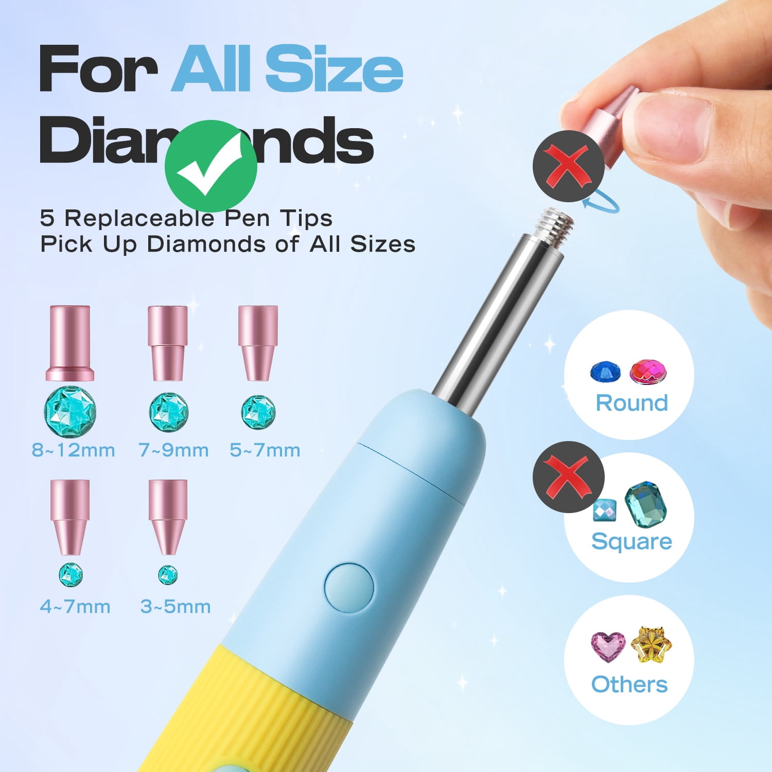 LC-dolida Cordless Diamond Painting Pen Kit, Electric Vacuum Pen with 4000mAh Battery, 3-Level Heating, Ultra-Strong Suction, Includes 3024pcs Hotfix Rhinestones & 5 Tips for Adults DIY (Pink)