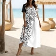 thumbnail image 2 of XUNKUSGA Boho Dresses for Women Fashion Floral Print Maxi Dress Casual Cotton V Neck Short Sleeve Split Sun Dresses Women with Pockets for Beach,White,XL, 2 of 7