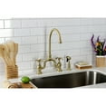 thumbnail image 4 of Kingston Brass KS7797TXBS French Country Two-Handle 3-Hole Deck Mount Bridge Kitchen Faucet with Brass Side Sprayer in Brushed Brass, 4 of 8