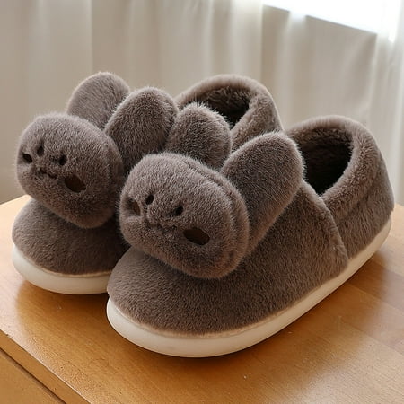 

dyfzdhu fuzzy slippers for mens men slip on furry plush flat home winter round toe keep warm cartoon rabbit slippers shoes