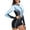 Light Blue, variant on Women's One Piece Rash Guard Swimsuits Long Sleeve Athletic Boyleg Bathing Suit Zip Modest Sun Protection Unitard Swimwear Sport Beachwear Built-in Bra L
