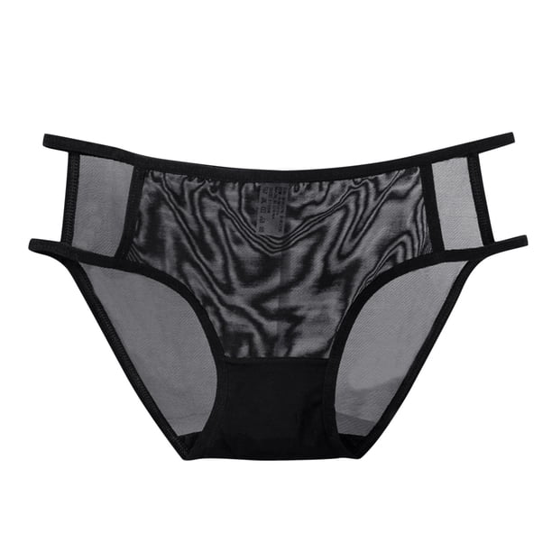 Braguitas sexy de encaje negro de cintura alta para mujer - Braguitas de talla grande - Poliéster/spandex - Cobertura total - M-XL