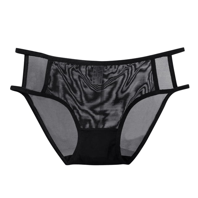 Braguitas sexy de encaje negro de cintura alta para mujer - Braguitas de talla grande - Poliéster/spandex - Cobertura total - M-XL